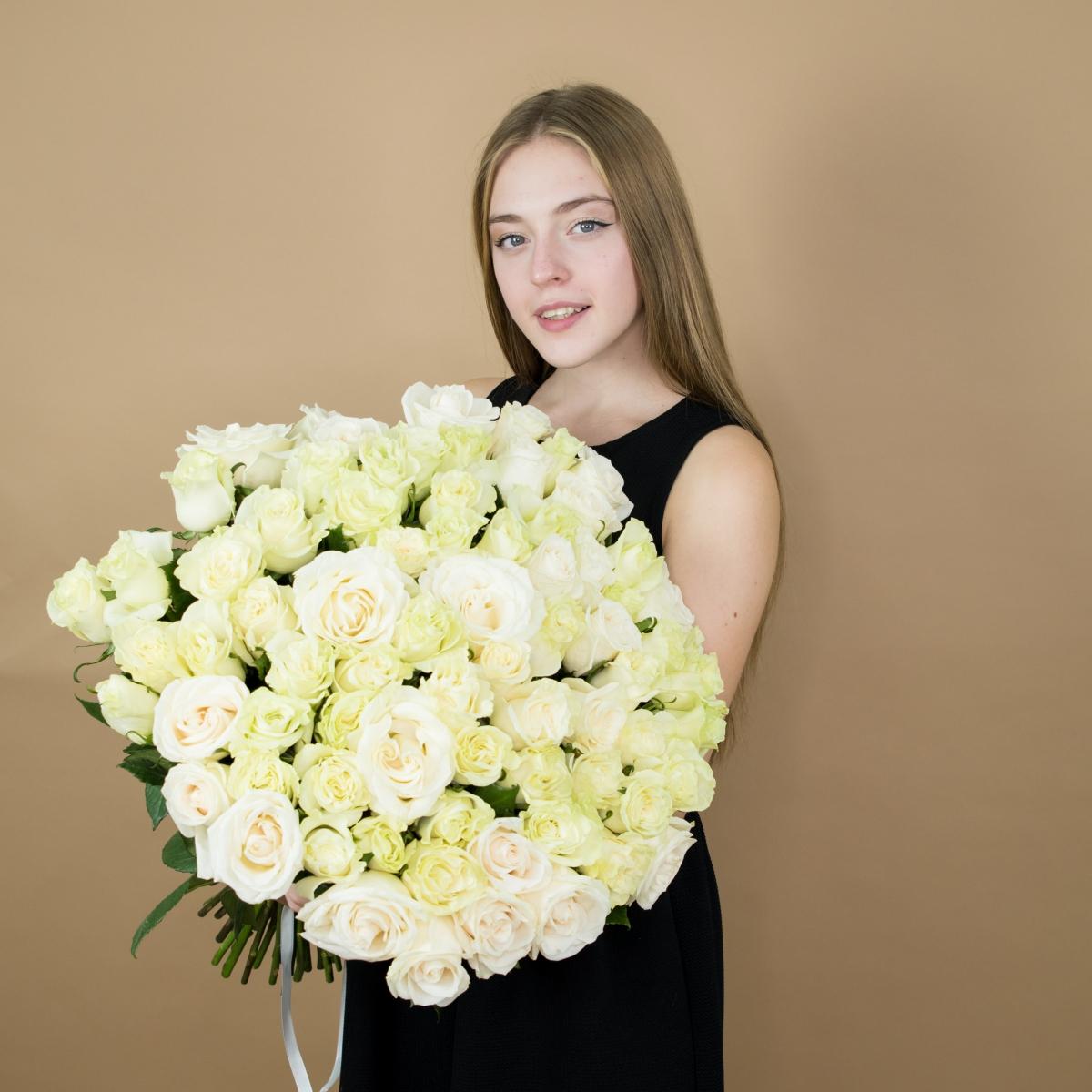 Букеты из белых роз 40 см (Эквадор) (код  612)