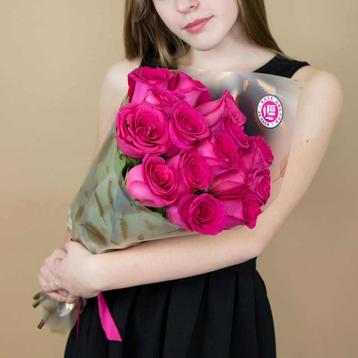 Букет из розовых роз 15 шт 40 см (Эквадор) Артикул  82008