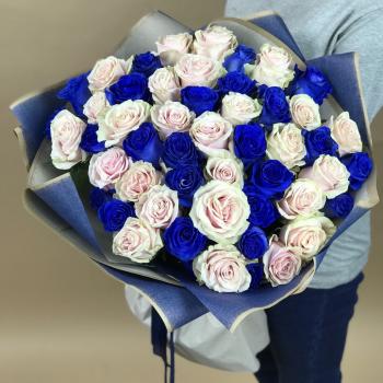 Белая и Синяя Роза 51шт 70см (Эквадор) (articul  104958)